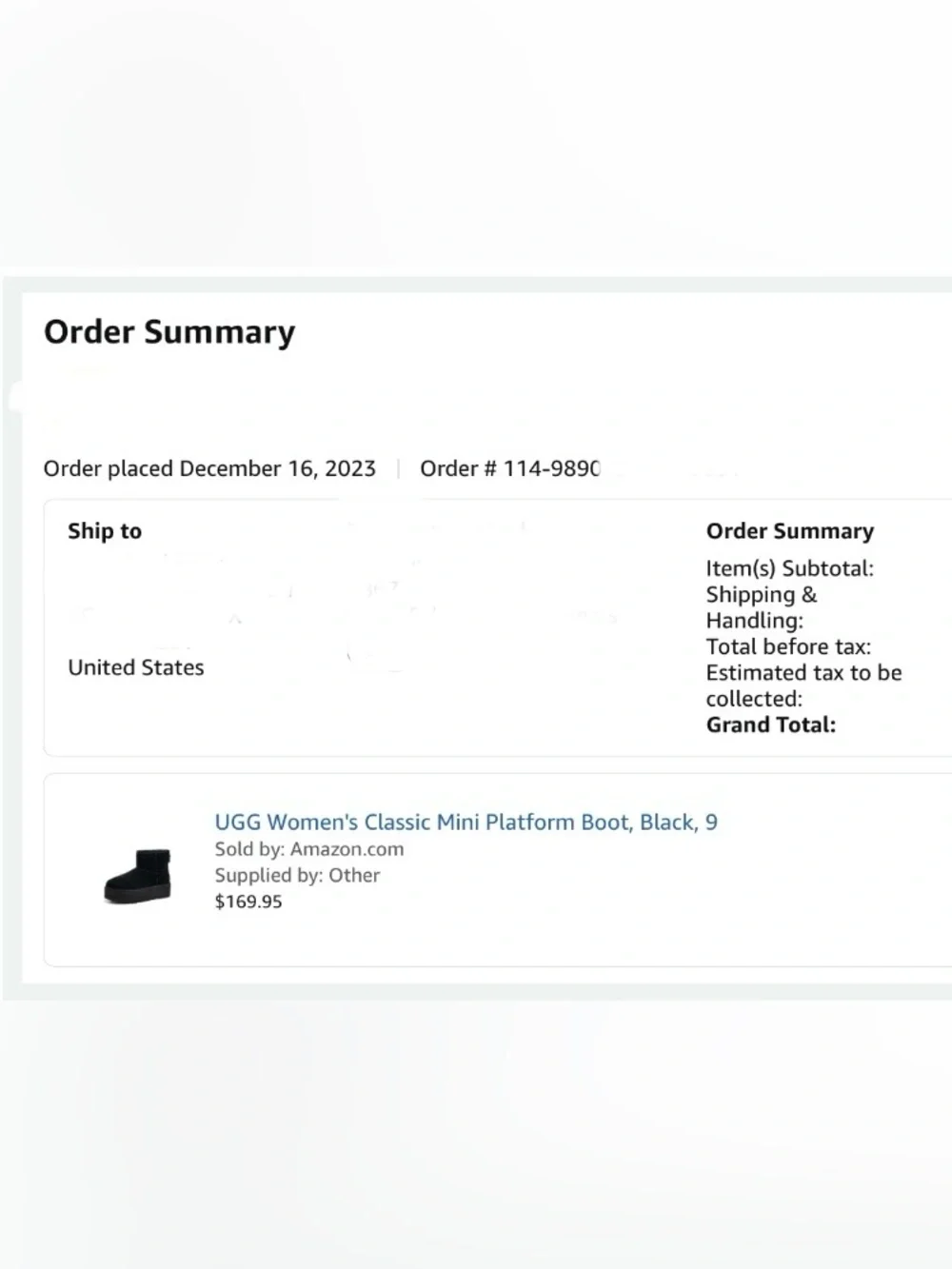 UGG Black Suede Platform Mini Shearling Winter Boots, size 9
